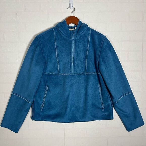 Tsunami Women’s Blue Faux Suede Faux fur Lined Half Zip Pull Over Sweater  Size - Picture 1 of 16